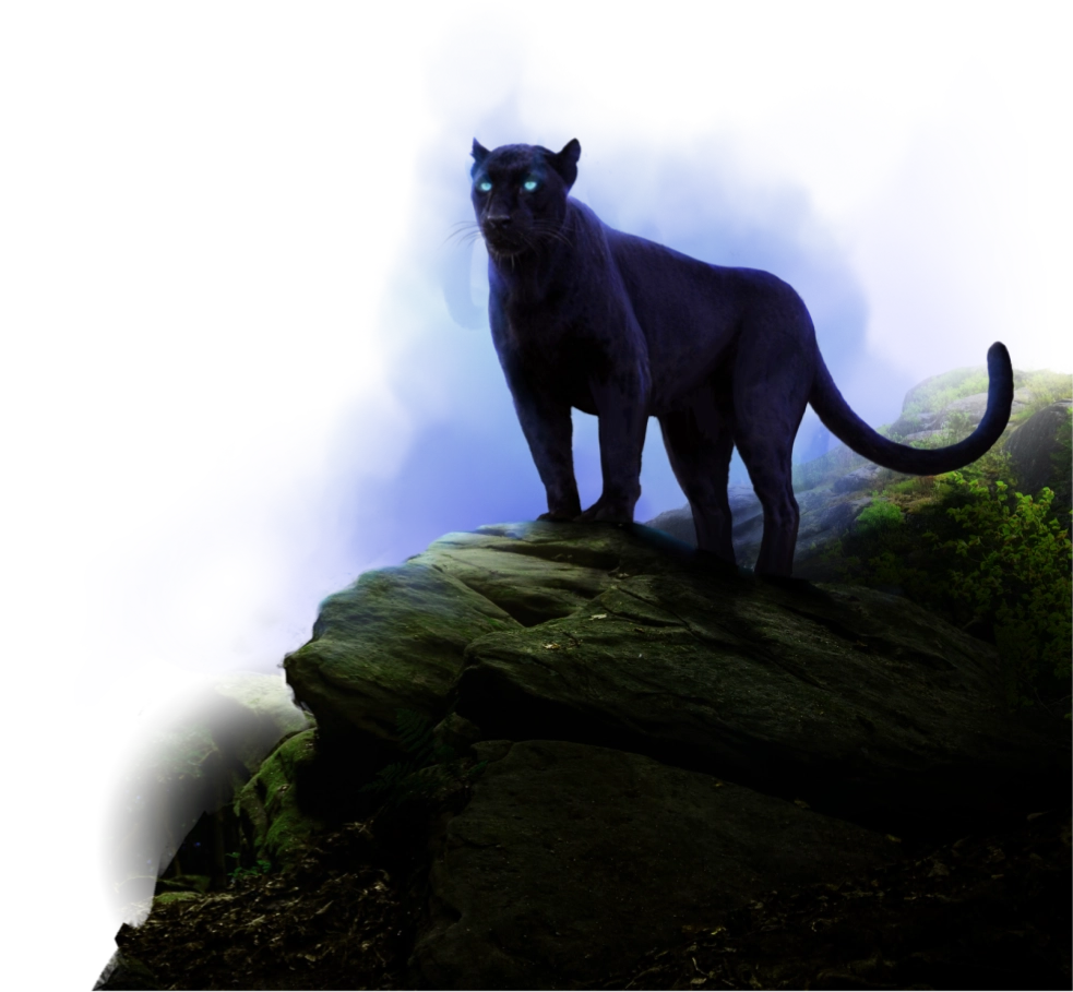 Black panther with glowing eyes